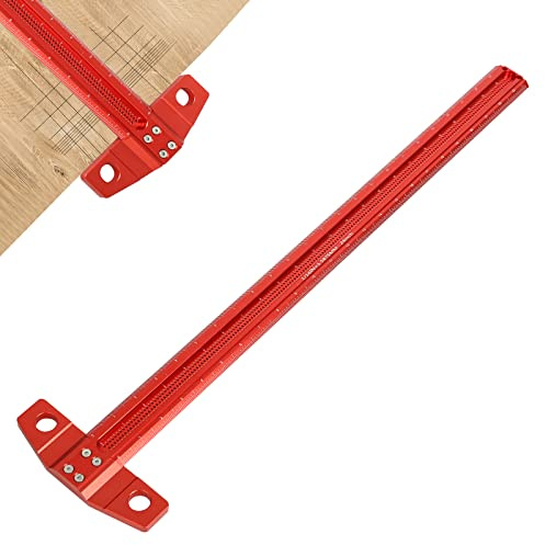 T Type Woodworking Scriber Ruler, maxant Ruler 90 Degree Line Gauge Architect T-Square 600mm for Carpenter Work, Layout and Measuring Tools (24 inches) (BMKH-008)