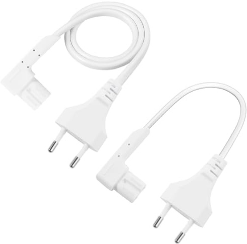 BlueXP Netzkabel 35cm 50cm für SONOS Play Stromkabel 2 Polig Weiß | Praktisches Ersatz Stromkabel mit 90° Winkelstecker kompatibel mit SONOS Play Geräten ideal für Audioanschlüsse und platzs