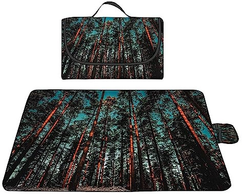TengYuer Picknickdecke 180x200cm Stranddecke Wasserdicht Sandfrei Isoliert Faltbar Strandmatte mit Tragegriff Outdoor Campingdecke XXL für Camping Parks Strände Picknick GrüNer Dschungel