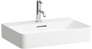 LAUFEN VAL Aufsatzwaschtisch, 1 Hahnloch, mit Überlauf, US geschl. 600x420mm, H8162837581041, Farbe: Graphit matt