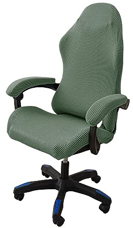 OQHAIR Ergonómico Cubre sillas Gaming Jacquard elástico Cubre sillas Gaming Antideslizante a Prueba de Polvo con 2 Fundas para reposabrazos con Cremallera -Verde-1