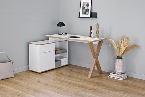 Jahnke Eckschreibtisch X-Club C 40 E Montana Eiche/Weiss