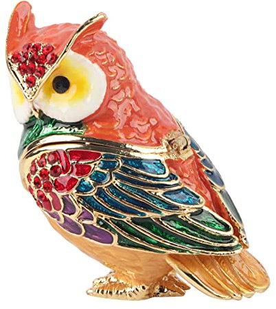 YLSZHYR Kristall-Eulenfigur, Schmuckkästchen, Schmuck-Strage-Box, Ohrringe, Ringe, Halskette, Organizer, Schatzkiste, Kleine Schmuckschatulle, Dekorativ, Dekorative Box für Heimdekoration