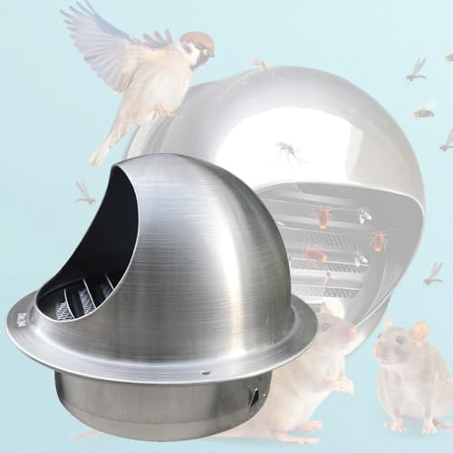 ZYXQQJ Ablufthaube Wetterschutzgitter Wand Lüftungsgitter 304 Edelstahl Abluftgitter Für Küchen Bäder Garage Gartenhaus Fassadenschutz (Color : Stainless Steel, Size : 120mm/4.7)