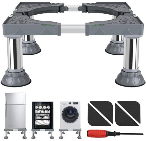 ToLanbbt Support de réfrigérateur réglable, pour machine à laver et sèche-linge, hauteur de 6,7 à 8 pouces, support de machine à laver avec 4 pieds solides, base universelle pour meubles de 16 à 24