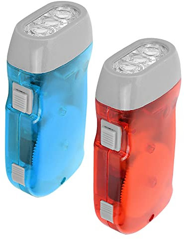 TIKATARER Lampe de Poche à Manivelle, Lampes de Poche à Manivelle pour les Urgences Lampes de Poche ABS pour les Urgences avec Trois Ampoules LED pour les Urgences Extérieures (rouge avec