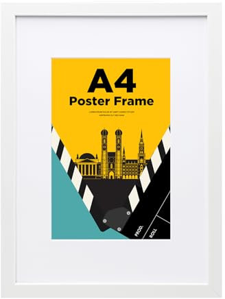 A4 Picture Frame with A5 Mount, Wooden 21 x 29.7cm Frames Featuring Clear Acrylic Glass for Table and Wall Mounting, Perfect for Portrait, Home, Office,White