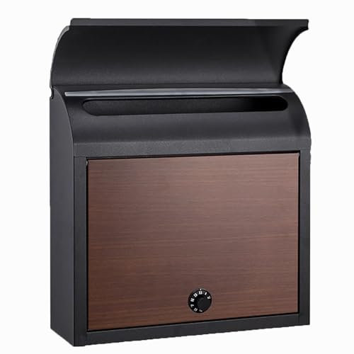 YCXJB Briefkästen für Draußen, an Der Wand Montierter Briefkasten mit Zahlenschloss, Brifkasten für Den Außenbereich, Postkasten aus Verzinktem Stahl, 38 x 12 x 37 cm