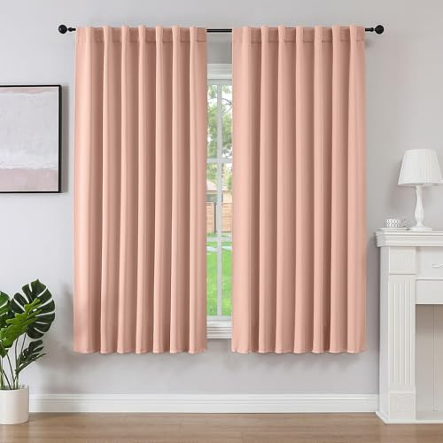 Joydeco Blickdichte Vorhänge mit Schlaufen Verdeckten Traumhaftes Rosa | 2er Set,H175 x B140 cm,Verdunklungsvorhänge für Schlafzimmer und Wohnzimmer,Hitzeschutz Thermovorhang,UV-schutz