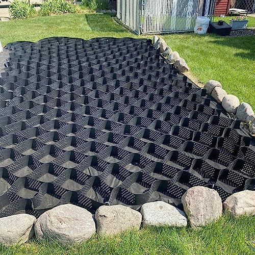 Generisch Bodengitter für Kies, Hochleistungs-Geogitter mit Wabenmaschen, Landschaftsnetz-Geozelle für Hänge, 5 cm tiefer Stabilisator zur Hangerosionskontrolle (Größe: 5 x 8 m/16,4 x 26,2 ft)