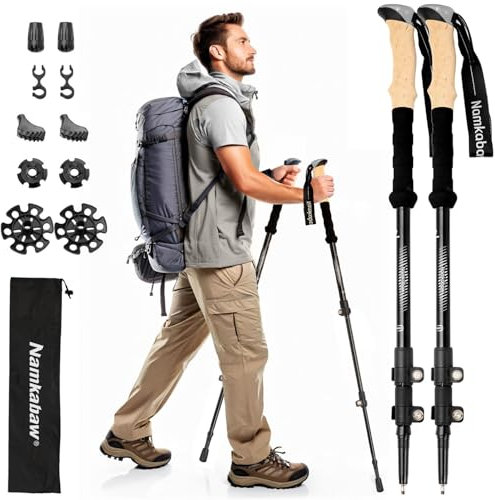 Trekkingstöcke zum Wandern I Carbon oder Aluminium Wanderstöcke Ultraleicht I Verstellbare Trekkingstöcke für Damen und Herren mit Korkgriff