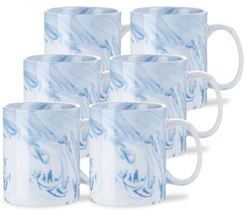Kaffeetasse marmoriert | Marmor Optik | Coffee Becher | Teetasse Marmor | Geschenktasse modern | Tassen im Set | Weiß/Blau | 4er Set