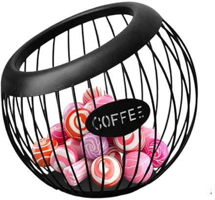 Organisateur de pots de café - Panier pour capsules de café, organisateur de grande capacité | Étagère de rangement à café de grande capacité avec panier de rangement en métal pour comptoir de