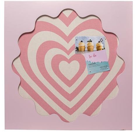 Concepts Dekoratives ästhetisches Memoboard aus Stoff, 50,8 x 50,8 cm, dekorative Pinnwand mit rosa gewelltem Rahmen, trendige Pinnwand für Notizen, Fotos und Erinnerungen, Alternative für