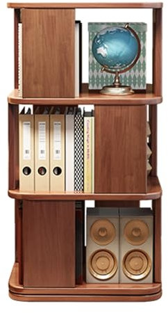 Um 360 Grad drehbares Bücherregal, Bücherturm aus Holz, drehbares Lagerregal mit offenem Eckdesign, platzsparender Organizer für Schlafzimmer- und Wohnzimmerdekor (3 Ebenen, 39,9 x 39,9 x 97