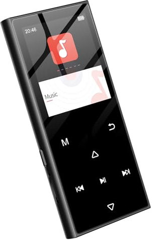 SWOFY Lecteur MP3 128 Go avec Bluetooth 5.3 et écran de 1,8, musique Hi-Fi, lecteur MP3 pour enfants avec haut-parleur, radio FM, fonction e-book, fonction d'enregistrement (noir)