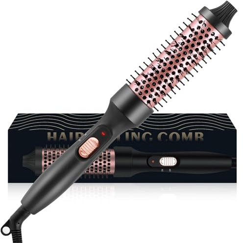 Hot Brush, 32MM Hot Brushes for Hair Styling 3 in 1 Heated Hair Brush Styler Ceramic Curling Iron Roller Brush Travel Curling Wand Tool Straightener Curler Gift for Long Medium Short