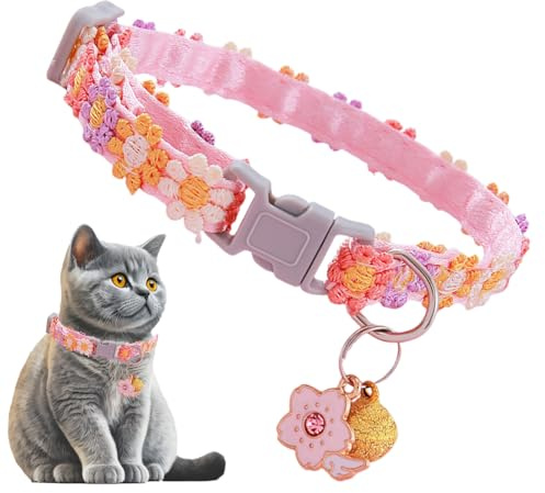 Söt katt halsband - färgglada blommor färg halsband