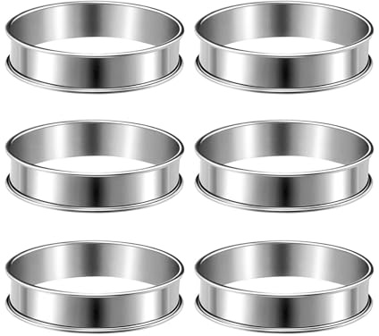 Lot de 6 moules ronds multifonctions en acier inoxydable à double roulement pour gâteaux