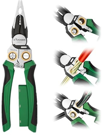 Pelacables 8 en 1 con probador de voltaje, alicates eléctricos, nueva herramienta eléctrica multifunción para cortar alicates de tracción y crimpado, herramientas de reparación de electricistas (1