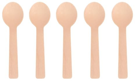 KOMBIUDA 100pcs Disposable Wooden Dessert Spoons Practical Cake Spoons for Kitchen Biodegradable for Desserts and Events