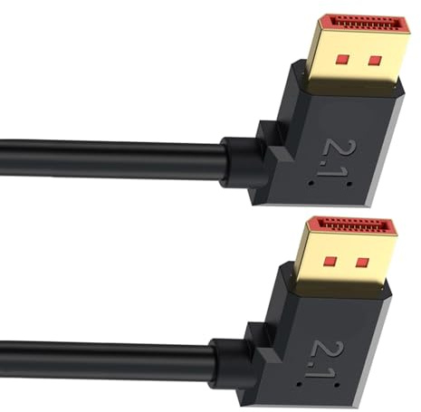 MCAOAL Câble vidéo DisplayPort 2.1 coudé flexible Résolution 16K 54 Gbit/s Transmission 8K120Hz 4K240Hz pour moniteurs de jeu Câble de moniteur de jeu