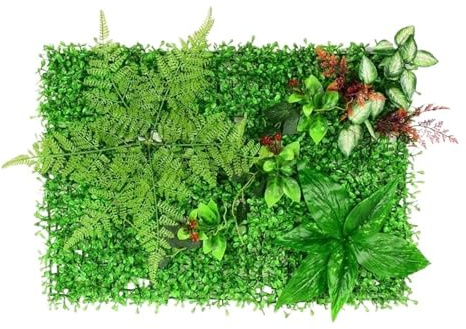 SynapSYA Paneles De Pared De CéSped Artificial Planta Artificial Colgante de 40 x 60 cm con Forma de Tortuga de Tres Puntas, Hojas, Plantas, Paredes, Oficina, Pasillo, decoración de Pared.(Color1)