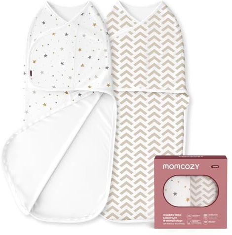 Momcozy Pucksack Baby 0-3 Monate, leiser Verschluss,Swaddle für frischgebackene Eltern