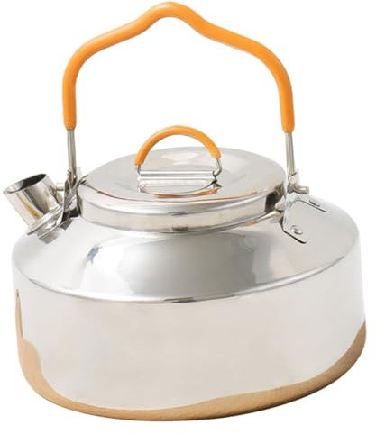 Gogogmee Bouilloire de Camping en Acier Inoxydable 08L Bouilloire d'Extérieur Légère et Portable pour Cuisinière à Gaz Théière Sifflante pour Randonnée et Pique-Niques