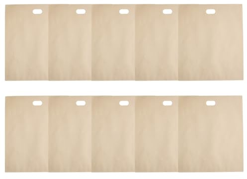 Lot de 10 grands sacs réutilisables pour grille-pain et pizza, anti-adhésif, en fibre de verre avec revêtement PTFE, résistants à la chaleur jusqu'à 260 °C, 16 x 18 cm (environ)