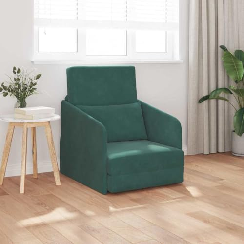 Runheo Schlafsofa Dunkelgrün, 65x80x83 cm Samt, Boden-Sofa-Bett, Verwandlungssofa mit Metallrahmen, ideal für kleine Räume, Wohnzimmer, Gästezimmer