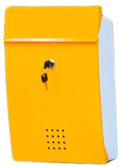KrrNFYSG Boîte aux lettres d'extérieur verrouillable - Fixation murale - Boîte aux lettres en métal avec clé - Jaune