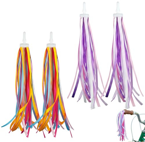 BLPRKOT 2 Pezzi Nastri Colorati per Manubrio Bici Bambina, Streamers per Bicicletta, Triciclo e Monopattino, Frange Decorative 28cm, Accessori per Manopole Bici Bambino