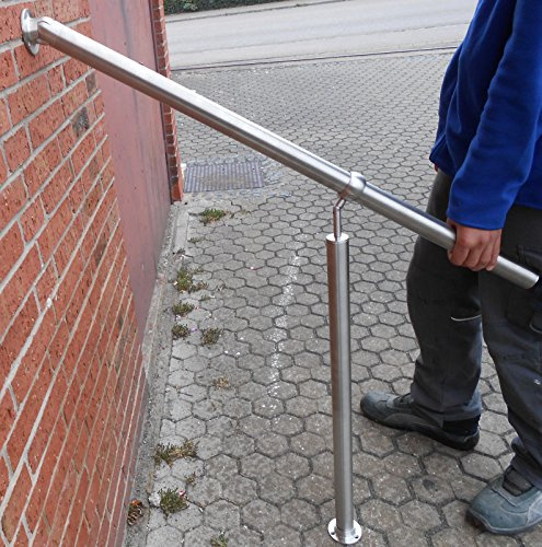 Edelstahl Handlauf 1000mm SARA Geländer Edelstahlhandlauf Wandhandlauf V2A Treppengeländer Treppe mit Montagematerial Bayram®