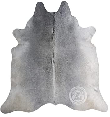 Sunshine Cowhides 100% Genuine Grey Cowhide Rug - Modern Style Animal Skin Rug & Floor Carpet for Living Room, Bedroom, Kitchen & More - Large (6x6-7ft)