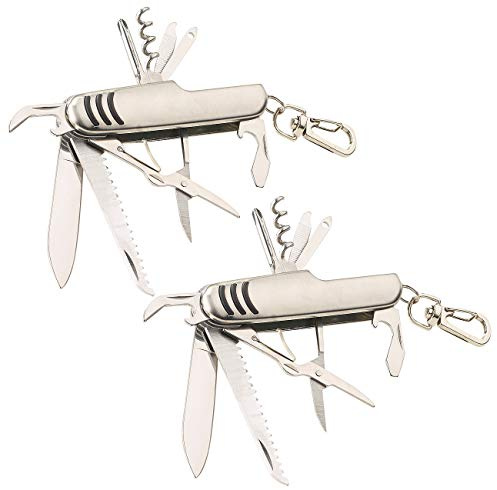 PEARL Messer Multifunktion: 2er-Set 11in1-Multifunktions-Taschenmesser aus Edelstahl (Campingmesser multifunktional, Werkzeuge, Angeln)