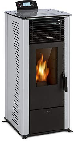 Waldbeck Energiewende - Stufa a Pellet, 5/10 kW, 5 Livelli di Potenza/5 Velocità, Timer, Capacità: 18kg, Consumo: 0,6-2,0 kg/h, per 60-250 m³, Stufe a Pelet, Pannello di Controllo con Display, Grigio