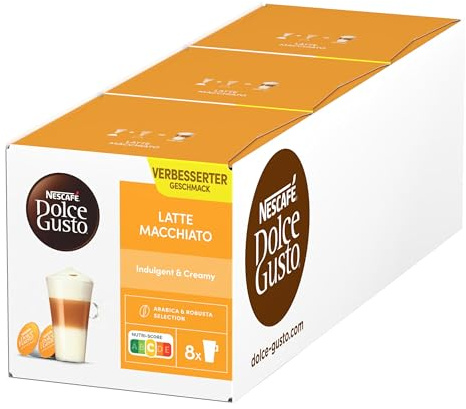 NESCAFÉ DOLCE GUSTO Latte Macchiato - Capsule - 96 capsules - 48 unités - Café machine à capsules - Arômes naturels - Café torréfié foncé - Conserver dans un endroit frais et sec