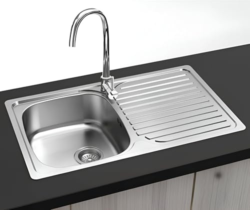 Viena - Fregadero Encastrar 80x48 | 1 Seno y 1 Escurridera | Acero Inoxidable Aisi 304 |