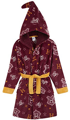 Harry Potter Bademantel Kinder, Fleece Morgenmantel Jungen, Hogwarts Bademantel Jungen und Mädchen 7-14 Jahre, Kuschelig Plüsch Kinderbademantel Junge(Bordeaux, 11-12 Jahre)