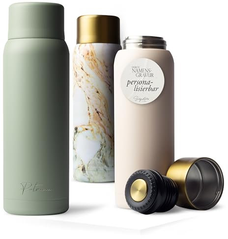 MAMEIDO Thermoskanne personalisiert 1 l mit Becher, auslaufsichere Isolierkanne mit Namen, personalisertes Geschenk mit individueller Namensgravur (personalisiert)