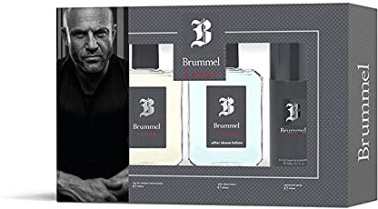 BRUMMEL - Sport Colonia 125 ml + After Shave 125 ml + Desodorante Spray 150 ml, Estuche de Regalo Hombre, Pack 3 Piezas, Eau de Toilette para Hombre, Aroma Oriental Amaderado, Fragancia Fresca