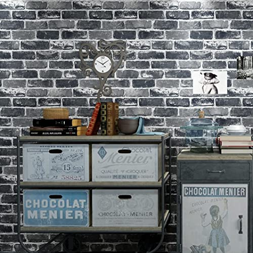 Okydoky 44x1000cm GRAU Stein Mauer Selbstklebende Tapete, Ziegelstein Backstein, Möbelaufkleber Wandsticker, Steintapete Vinyl Für Foli, Geeignet für Wohnzimmer, Küche, Schlafzimmer,QZ-GY-10