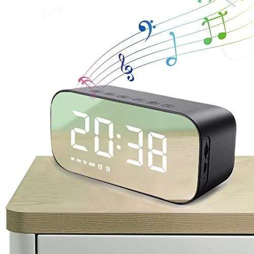 Voiakiu Radio-réveil avec Haut-Parleur sans Fil - Radio-réveil numérique Portable avec Grand écran LED à intensité Variable | Volume réglable, Radio FM, minuterie de Sommeil pour Chambre, Bureau