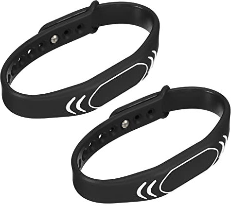 sourcing map ID Tarjeta Llave Pulsera RFID Proximidad 125KHz TK4100 Lectura Solo Sin Contacto Token Etiqueta Pulsera para Puerta Entrada Acceso Control Negro Paquete de 2