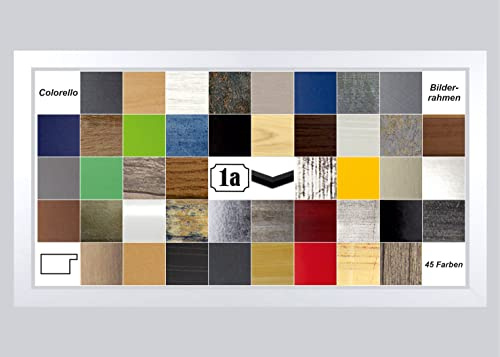 Colorello Deluxe Bilderrahmen Posterrahmen 30x90 cm Panorama und Quadrat Formate Weiss Matt Antireflex Kunstglas