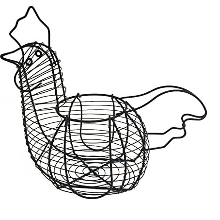 FROATS Eierkörbe zum Sammeln von frischen Eiern, Vintage-Hühner-Eierkorb, Drahtkorb mit Griff, geeignet für Bauernhaus, Hühnerstall-Zubehör, Küchenaufbewahrung, Eiersammelkörbe