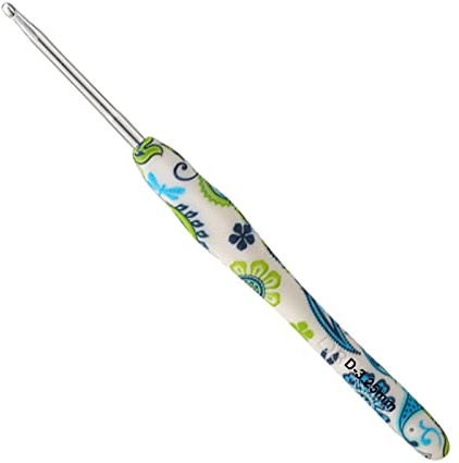 Coopay Häkelnadel 3,25 mm, 1 Stück Ergonomisch Häkelnadeln mit Solide Metall Häkeln und Gummigriff, Häkelnadeln Griff mit Schön Blume für Anfänger, Bequem TPR Griff Hakennadel für Arthritische Hände