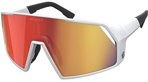 Scott Pro Shield Wechselscheiben Fahrrad Brille matt weiß/rot chrome