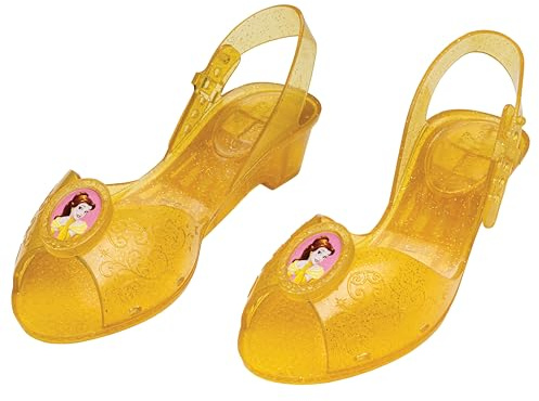 Disguise Disney Princess Belle Jelly Shoes for Kids, Official Disney Licensed Dress Up Accessory, Yellow Sparkly Design with Character Brooch, Comfortable Fit with Detailed Design